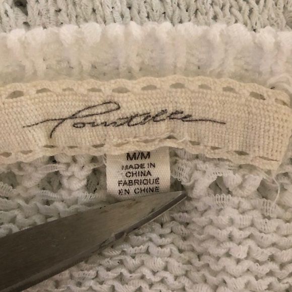 Pointelle white open knit sweater, medium - Picture 7 of 7